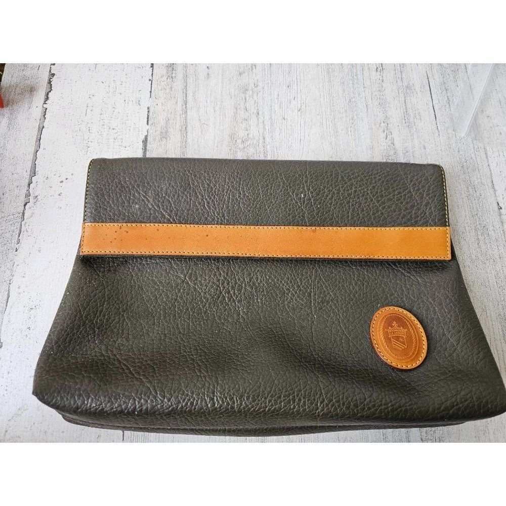 La Laurent‎ vintage clutch purse carry leather brown